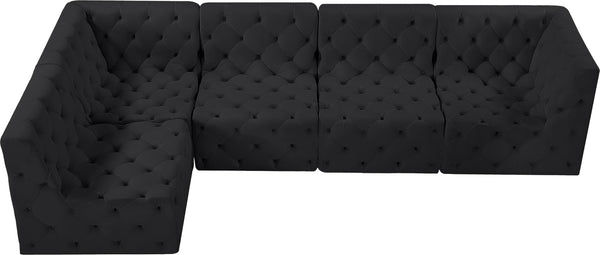 Tuft Velvet / Engineered Wood / Foam Contemporary Black Velvet Modular Sectional - 128" W x 64" D x 32" H