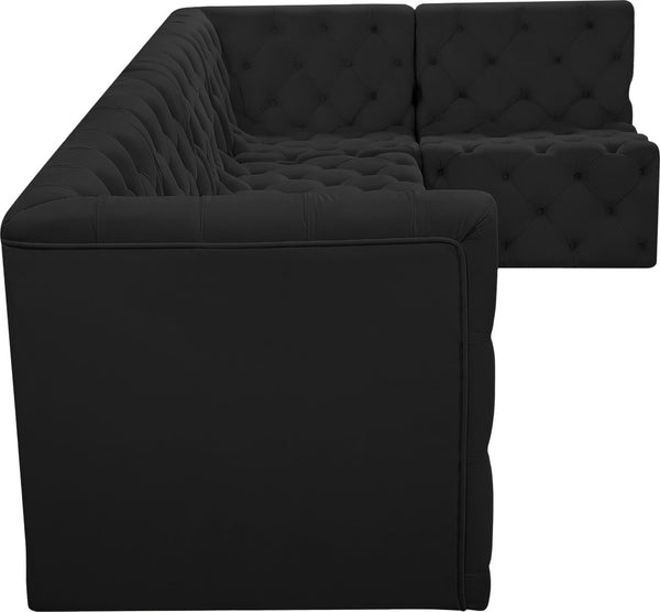 Tuft Velvet / Engineered Wood / Foam Contemporary Black Velvet Modular Sectional - 128" W x 64" D x 32" H