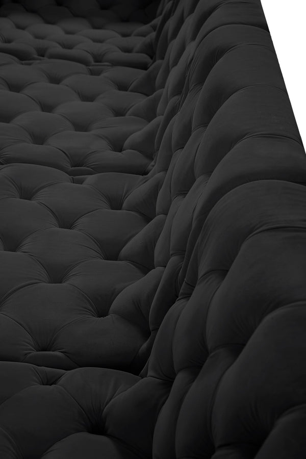Tuft Velvet / Engineered Wood / Foam Contemporary Black Velvet Modular Sectional - 128" W x 64" D x 32" H