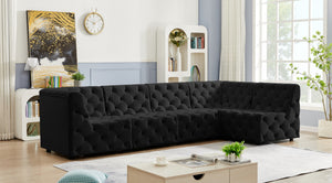 Tuft Velvet / Engineered Wood / Foam Contemporary Black Velvet Modular Sectional - 128" W x 64" D x 32" H