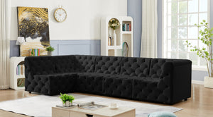 Tuft Velvet / Engineered Wood / Foam Contemporary Black Velvet Modular Sectional - 128" W x 64" D x 32" H