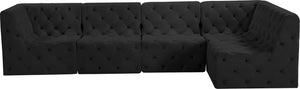 Tuft Velvet / Engineered Wood / Foam Contemporary Black Velvet Modular Sectional - 128" W x 64" D x 32" H