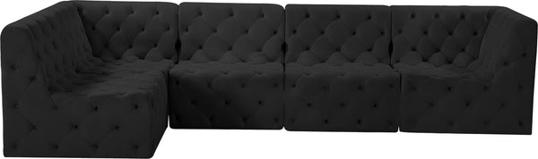 Tuft Velvet / Engineered Wood / Foam Contemporary Black Velvet Modular Sectional - 128" W x 64" D x 32" H