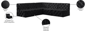 Tuft Velvet / Engineered Wood / Foam Contemporary Black Velvet Modular Sectional - 93" W x 93" D x 32" H