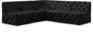 Tuft Velvet / Engineered Wood / Foam Contemporary Black Velvet Modular Sectional - 93" W x 93" D x 32" H