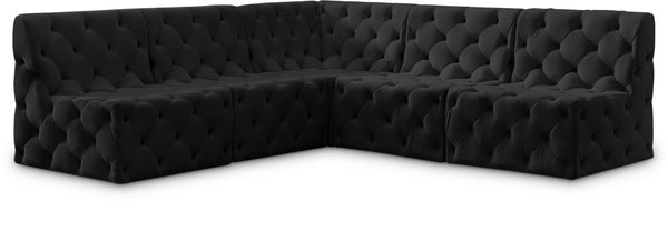 Tuft Velvet / Engineered Wood / Foam Contemporary Black Velvet Modular Sectional - 93" W x 93" D x 32" H