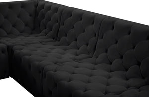 Tuft Velvet / Engineered Wood / Foam Contemporary Black Velvet Modular Sectional - 93" W x 93" D x 32" H