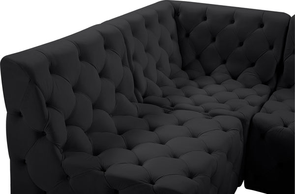Tuft Velvet / Engineered Wood / Foam Contemporary Black Velvet Modular Sectional - 93" W x 93" D x 32" H