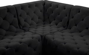 Tuft Velvet / Engineered Wood / Foam Contemporary Black Velvet Modular Sectional - 93" W x 93" D x 32" H