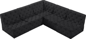 Tuft Velvet / Engineered Wood / Foam Contemporary Black Velvet Modular Sectional - 93" W x 93" D x 32" H