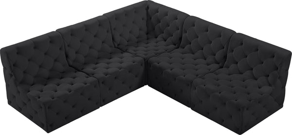 Tuft Velvet / Engineered Wood / Foam Contemporary Black Velvet Modular Sectional - 93" W x 93" D x 32" H