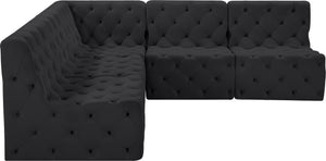 Tuft Velvet / Engineered Wood / Foam Contemporary Black Velvet Modular Sectional - 93" W x 93" D x 32" H