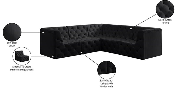 Tuft Velvet / Engineered Wood / Foam Contemporary Black Velvet Modular Sectional - 99" W x 99" D x 32" H