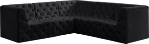 Tuft Velvet / Engineered Wood / Foam Contemporary Black Velvet Modular Sectional - 99" W x 99" D x 32" H