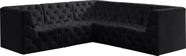 Tuft Velvet / Engineered Wood / Foam Contemporary Black Velvet Modular Sectional - 99" W x 99" D x 32" H
