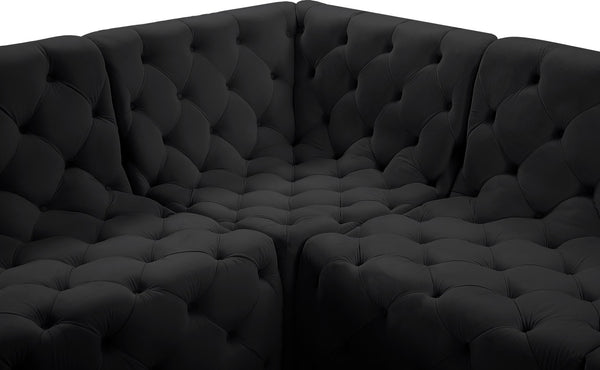 Tuft Velvet / Engineered Wood / Foam Contemporary Black Velvet Modular Sectional - 99" W x 99" D x 32" H