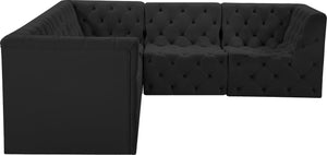 Tuft Velvet / Engineered Wood / Foam Contemporary Black Velvet Modular Sectional - 99" W x 99" D x 32" H