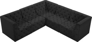 Tuft Velvet / Engineered Wood / Foam Contemporary Black Velvet Modular Sectional - 99" W x 99" D x 32" H