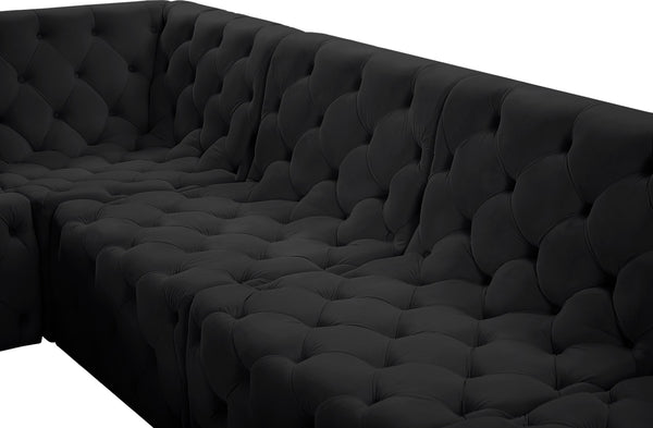 Tuft Velvet / Engineered Wood / Foam Contemporary Black Velvet Modular Sectional - 99" W x 99" D x 32" H