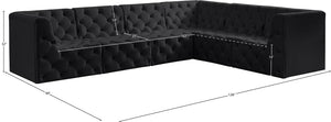 Tuft Velvet / Engineered Wood / Foam Contemporary Black Velvet Modular Sectional - 128" W x 99" D x 32" H