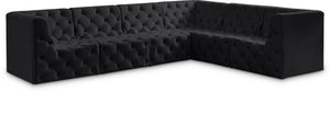 Tuft Velvet / Engineered Wood / Foam Contemporary Black Velvet Modular Sectional - 128" W x 99" D x 32" H