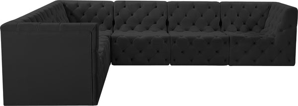 Tuft Velvet / Engineered Wood / Foam Contemporary Black Velvet Modular Sectional - 128" W x 99" D x 32" H