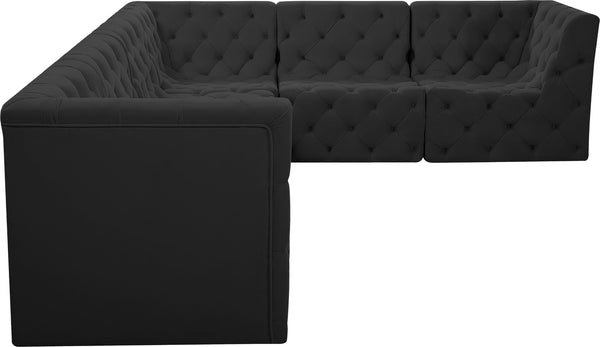 Tuft Velvet / Engineered Wood / Foam Contemporary Black Velvet Modular Sectional - 128" W x 99" D x 32" H