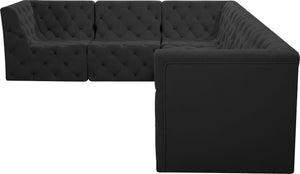 Tuft Velvet / Engineered Wood / Foam Contemporary Black Velvet Modular Sectional - 128" W x 99" D x 32" H