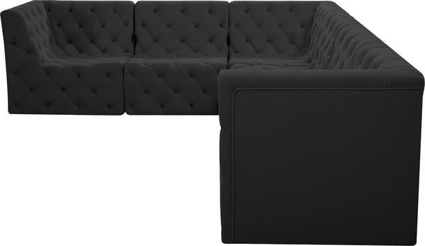 Tuft Velvet / Engineered Wood / Foam Contemporary Black Velvet Modular Sectional - 128" W x 99" D x 32" H