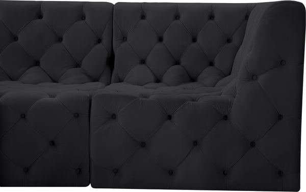 Tuft Velvet / Engineered Wood / Foam Contemporary Black Velvet Modular Sectional - 128" W x 99" D x 32" H