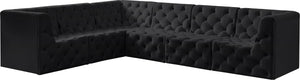 Tuft Velvet / Engineered Wood / Foam Contemporary Black Velvet Modular Sectional - 128" W x 99" D x 32" H