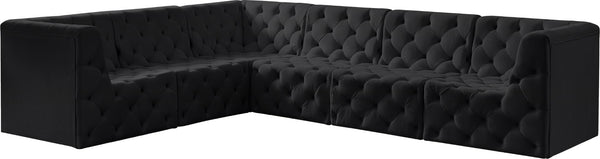 Tuft Velvet / Engineered Wood / Foam Contemporary Black Velvet Modular Sectional - 128" W x 99" D x 32" H