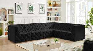Tuft Velvet / Engineered Wood / Foam Contemporary Black Velvet Modular Sectional - 128" W x 99" D x 32" H