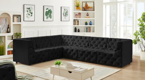 Tuft Velvet / Engineered Wood / Foam Contemporary Black Velvet Modular Sectional - 128" W x 99" D x 32" H