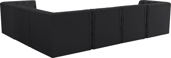Tuft Velvet / Engineered Wood / Foam Contemporary Black Velvet Modular Sectional - 128" W x 99" D x 32" H