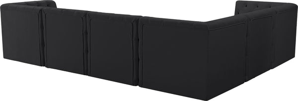 Tuft Velvet / Engineered Wood / Foam Contemporary Black Velvet Modular Sectional - 128" W x 99" D x 32" H