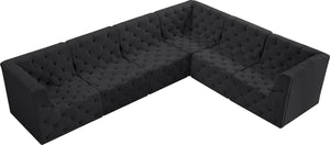 Tuft Velvet / Engineered Wood / Foam Contemporary Black Velvet Modular Sectional - 128" W x 99" D x 32" H