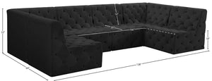 Tuft Velvet / Engineered Wood / Foam Contemporary Black Velvet Modular Sectional - 128" W x 64" D x 32" H