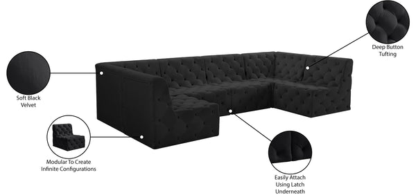 Tuft Velvet / Engineered Wood / Foam Contemporary Black Velvet Modular Sectional - 128" W x 64" D x 32" H