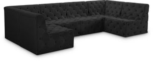 Tuft Velvet / Engineered Wood / Foam Contemporary Black Velvet Modular Sectional - 128" W x 64" D x 32" H