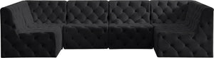 Tuft Velvet / Engineered Wood / Foam Contemporary Black Velvet Modular Sectional - 128" W x 64" D x 32" H