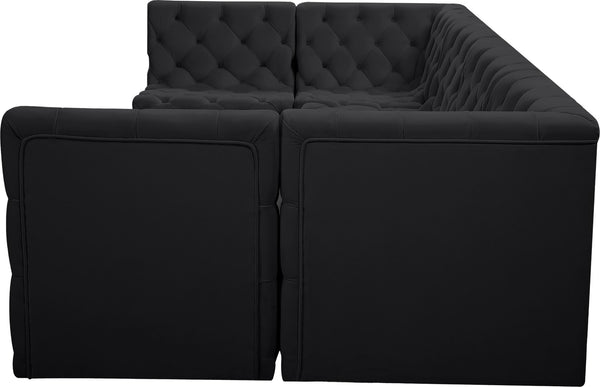 Tuft Velvet / Engineered Wood / Foam Contemporary Black Velvet Modular Sectional - 128" W x 64" D x 32" H