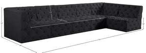 Tuft Velvet / Engineered Wood / Foam Contemporary Black Velvet Modular Sectional - 157" W x 64" D x 32" H