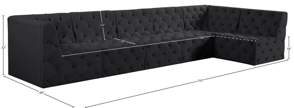 Tuft Velvet / Engineered Wood / Foam Contemporary Black Velvet Modular Sectional - 157" W x 64" D x 32" H