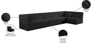 Tuft Velvet / Engineered Wood / Foam Contemporary Black Velvet Modular Sectional - 157" W x 64" D x 32" H