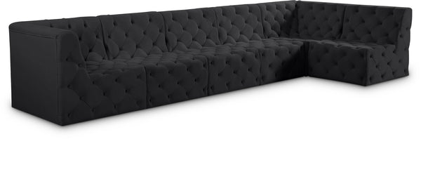 Tuft Velvet / Engineered Wood / Foam Contemporary Black Velvet Modular Sectional - 157" W x 64" D x 32" H