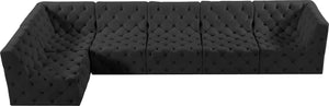 Tuft Velvet / Engineered Wood / Foam Contemporary Black Velvet Modular Sectional - 157" W x 64" D x 32" H
