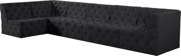 Tuft Velvet / Engineered Wood / Foam Contemporary Black Velvet Modular Sectional - 157" W x 64" D x 32" H