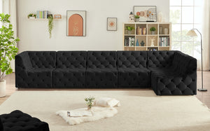 Tuft Velvet / Engineered Wood / Foam Contemporary Black Velvet Modular Sectional - 157" W x 64" D x 32" H