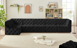 Tuft Velvet / Engineered Wood / Foam Contemporary Black Velvet Modular Sectional - 157" W x 64" D x 32" H